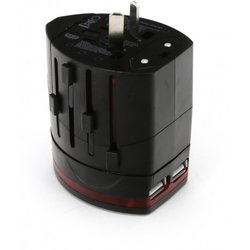Omega OTRA2B cestovní adaptér 4v1 s USB černá