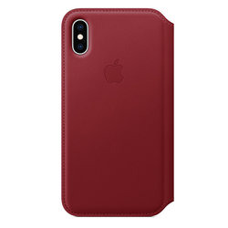 Pouzdro na mobil flipové Apple Leather Folio pro iPhone Xs - (PRODUCT)RED - červené