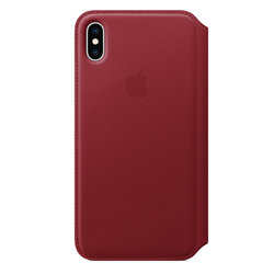 Pouzdro na mobil flipové Apple Leather Folio pro iPhone Xs Max - (PRODUCT)RED - červené