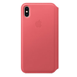 Pouzdro na mobil flipové Apple Leather Folio pro iPhone Xs Max - pivoňkově růžové
