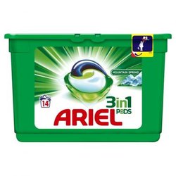 Ariel 3v1 Mountain Spring gelové kapsle, 14 praní 14 ks
