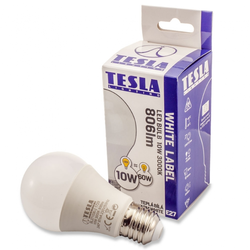 Tesla LED žárovka BULB E27, 10W, 230V, 806lm, 20 000h, 3000K teplá bílá, 240°