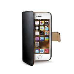 Pouzdro na mobil flipové Celly Wally pro iPhone 5/5s/SE - černé