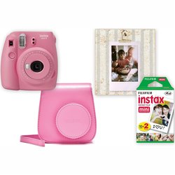 Fotoaparát Fujifilm Instax mini 9 + pouzdro + rámeček, růžový