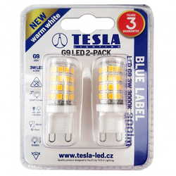 Tesla LED žárovka, G9, 3W, 230V, 300lm, 15 000h, 3000K teplá bílá, 360° 2ks v balení
