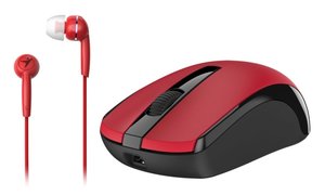 Myš Genius MH-8100 + sluchátka / optická / 3 tlačítka / 1600dpi - červená