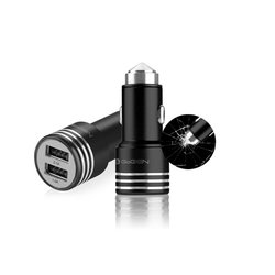 Adaptér do auta GoGEN kovový bezpečnostní hrot, 2x USB - černý