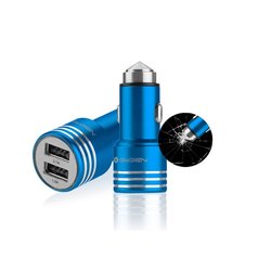 Adaptér do auta GoGEN kovový bezpečnostní hrot, 2x USB - modrý