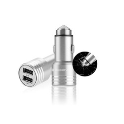 Adaptér do auta GoGEN kovový bezpečnostní hrot, 2x USB - stříbrný