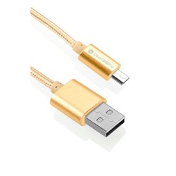 Kabel GoGEN MicroUSB, 1m, oplétáný - zlatý
