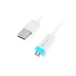 Kabel GoGEN MicroUSB, 1m, LED - bílý