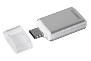 Hama čtečka karet USB 3.1 typ C, OTG , microSD, stříbrná