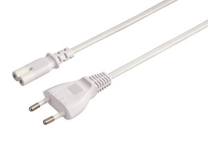 Kabel Hama síťový napájecí 2pólová vidlice, 1,5 m - bílý