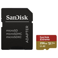 Paměťová karta Sandisk Micro SDXC Extreme 256GB, A2, UHS-I U3 (160R/90W) + adapter