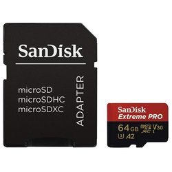 Paměťová karta Sandisk Micro SDXC Extreme Pro 64GB A2 C10 V30 UHS-I (170R/90W) + adapter