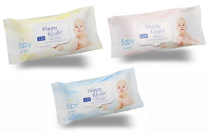 Happy Kinder vlhčené ubrousky s klipem jumbo 120ks