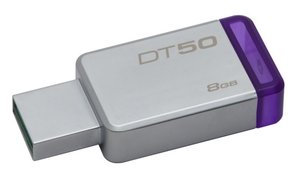 Flash USB Kingston DataTraveler 50 8GB USB 3.0 - fialový/kovový
