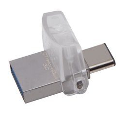 Flash USB Kingston DataTraveler MicroDuo 3C 32GB OTG USB-C/USB 3.1 - stříbrný