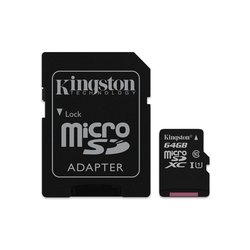 Paměťová karta Kingston MicroSDXC 64GB UHS-I U1 (90R/45W) + adapter