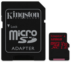 Pami?ová karta Kingston Canvas React microSDXC 128GB UHS-I U3 (100R/80W) + adaptér