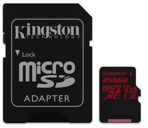 Paměťová karta Kingston Canvas React microSDXC 256GB UHS-I U3 (100R/70W) + adaptér