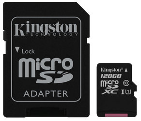 Paměťová karta Kingston Canvas Select MicroSDXC 128GB UHS-I U1 (80R/10W) + adapter