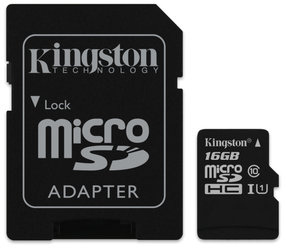 Paměťová karta Kingston Canvas Select MicroSDHC 16GB UHS-I U1 (80R/10W) + adapter