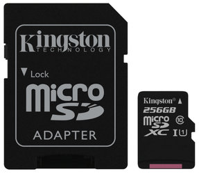 Paměťová karta Kingston Canvas Select MicroSDXC 256GB UHS-I U1 (80R/10W) + adapter