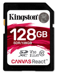 Paměťová karta Kingston Canvas React SDXC 128GB UHS-I U3 (100R/80W)