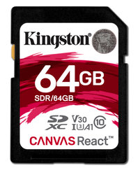 Paměťová karta Kingston Canvas React SDXC 64GB UHS-I U3 (100R/80W)