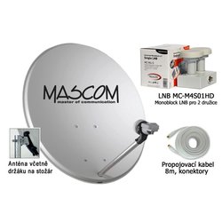 Satelitní parabola Mascom OP-VJ2 + LNB monoblock + kabel koax