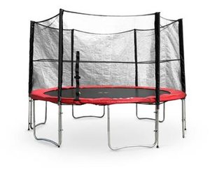 Trampolína G21 s ochrannou sítí 430cm, červená
