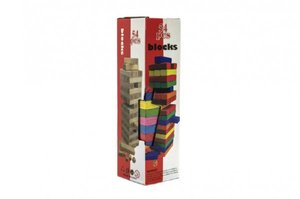 Hra Jenga věž 54 barevných dílků dřevo v krabičce 8x29cm