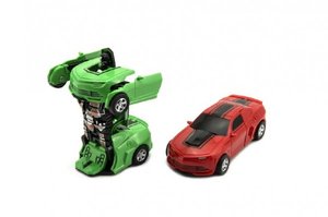 Auto robot/transformer plast 12cm asst 4 barvy na setrvačník 8ks v boxu