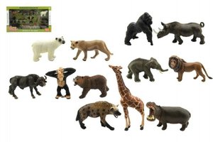 Zvířátka safari ZOO 12ks plast v krabici 53x30x6cm
