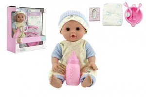 Miminko s doplňky plast 28cm na baterie se zvukem v krabici 29x32x12cm