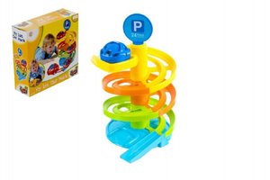Dráha s autíčkem 5ks plast pro nejmenší v krabici 28x28x9cm