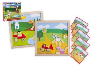 Magnetické puzzle dřevěné Moje první zvířátka 57 dílků oboustranná tabulka 25x25