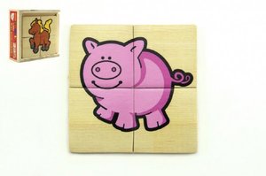 Puzzle 4ks pro nejmenší dřevo Moje první zvířátka MPZ v dřevěné krabičce 11x11x4
