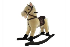 Kůň houpací béžový plyš výška 71cm nosnost 50kg v krabici