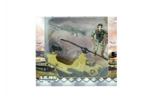 Vojenská sada helikoptéra+voják s doplňky plast v krabici 23x20x7cm