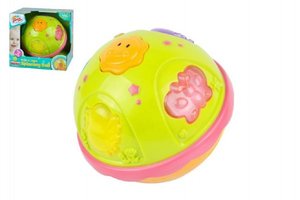 Míček pro nejmenší plast 15cm 18 zvuků na baterie se zvukem se světlem v krabičc