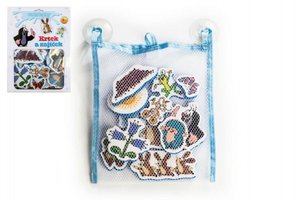 Vodolepky Krtek motiv Krtek a zajíček pěnová sada 12ks v krabičce 19x24x5cm