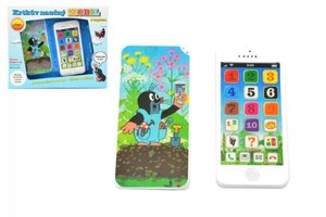 Krtkův naučný mobil telefon s krytem Krtek plast 13x6cm na baterie se zvukem v k