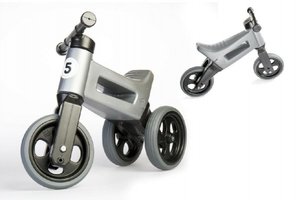 Odrážedlo šedé FUNNY WHEELS NEW SPORT 2v1 výška sedadla nastavitelná 28/31cm nos