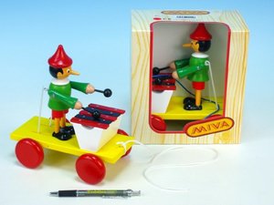 Pinocchio s xylofonem tahací dřevo 20cm v krabičce