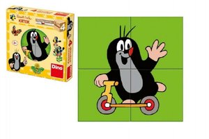 Kostky kubus 4ks Krtek dřevo v krabičce 14x13x4cm