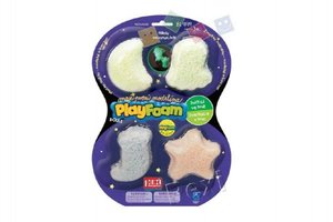 PlayFoam Modelína/Plastelína kuličková svítící ve tmě 4 barvy na kartě 19x26x3cm