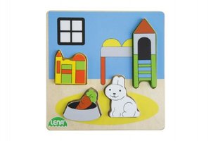 Vkládačka/Puzzle dřevěné dětský pokoj v krabičce 14x20x2cm 18m+