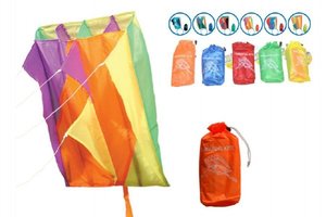 Drak létající nylon asst 6 barev 60x51cm v sáčku 18ks v boxu